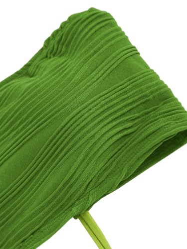 Image of ZAFUL Women Strapless Wave Bandeau Bikini 2 Piece Swimwear Cheeky Solid Lace up Bathing Suits(1-Light Green,M)