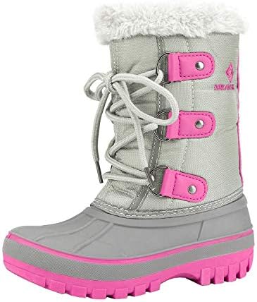 DREAM PAIRS Little Kid Forester Grey Fuchsia Ankle Winter Snow Boots Size 13 M US Little Kid