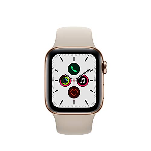 Image of Apple Watch Series 5 (GPS + Cellular, 40mm) - Gold Stainless Steel Case with Stone Sport Band