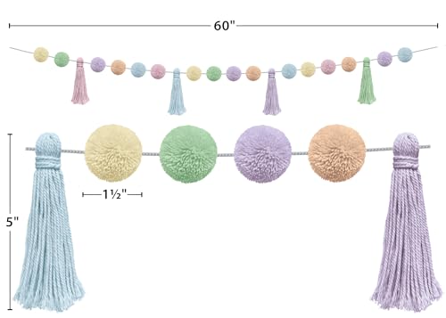 Image of Teacher Created Resources Pastel Pop Pom-Poms and Tassels Garland (TCR9207)