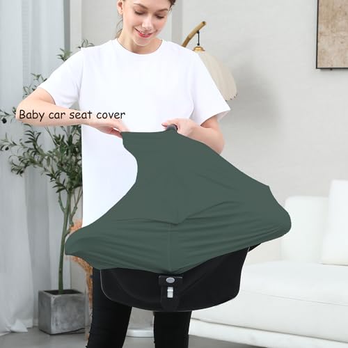 Image of Car Seat Cover Baby for Nursing, Baby Breastfeeding Cover Carseat Canopy Covers, Solid Color Multi-use Nursing Cover for Babies (Roman Green)