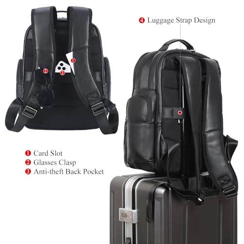 TIDING Genuine Leather Backpack 15.6