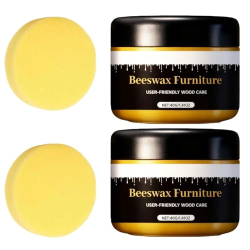 Furniture Wax, Beeswax Furniture Polish & Wood Conditioner | All-Natural Wood Restorer for Tables, Cabinets & Wooden Tools | for All Wood Types & Colors | Waterproof (2pcs)