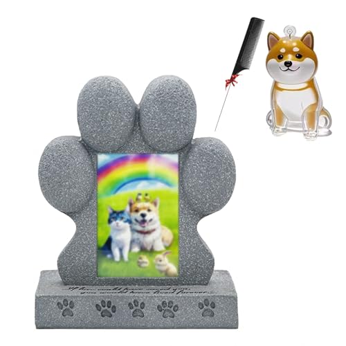 犬毛キーホルダー そして 猫墓標, 写真フレーム用スロットとペットの毛髪収集機能付き 猫の記念石 ペット愛好家、家族、友人への贈り物