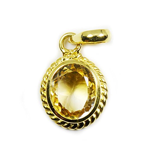 Pendentif citrine naturelle 4 carat pour harmoniser vos énergies avec le panchdhatu plaqué or