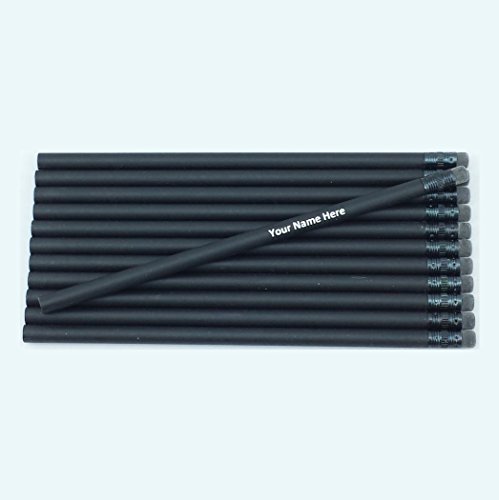 Lápices personalizados negros mate con borrador negro x12 miniatura 1