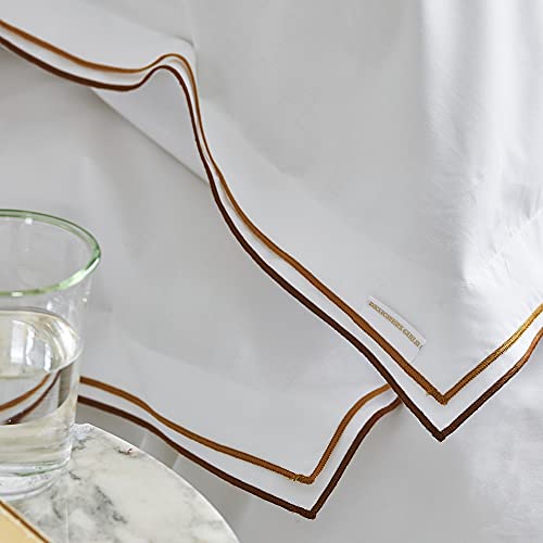 Housse de couette en percale de coton bicolore Châtaigne et Ocre Astor - 4