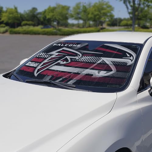 Image of Fanmats NFL Windshield Sun Auto Shade, Sun Shield Sun Visor Accordion tri-fold for Storage 59 inch x 29.5 inch, Colorful Team Design