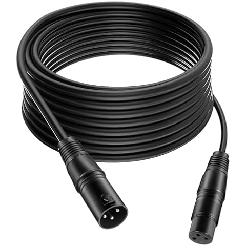 Queenfavor 1PC 9.8ft 3 Pin Signal XLR Male to Female DMX Cable Wire Metal Connectors Suitable for Moving Head Light, Par Light, Spotlight, Effect Light, and Other Equipment with XLR Input and Output Cover