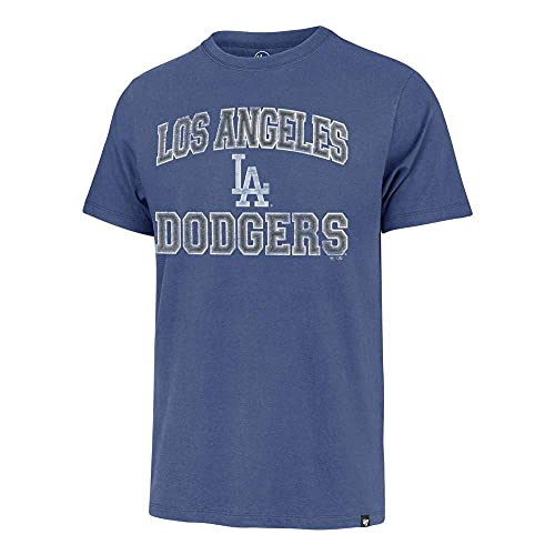 MLB Men's Union Arch Franklin Team Color Primary Logo Word Mark T-Shirt (Los Angeles Dodgers Blue, Medium)