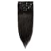 s-noilite 10"-22" Thick Double Weft 130-160g Grade 7A 100% Clip in Remy Human Hair Extensions Full Head 8 Piece (14"-120g #1B Natural Black)