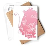 Tamaño: 14,6 cm x 9,8 cm Sobres de tarjetas postales en blanco con diseño de flor de loto y ratón