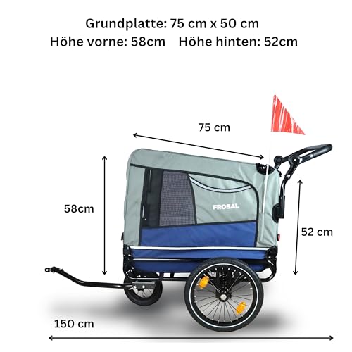 FROSAL Fahrradanhänger Hund Lasse Hundeanhänger Anhänger Fahrrad Jogger Hundebuggy Hunde Hundetrailer