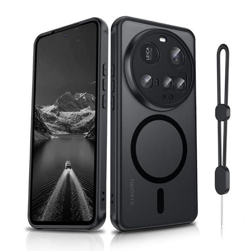 Dizn Hülle für Xiaomi 15 Ultra für MagSafe Magnet Case mit Band Matt Transparente HandyHülle Militärstandard Schutz Magnetisch Handyhülle für Xiaomi 15Ultra Schwarz