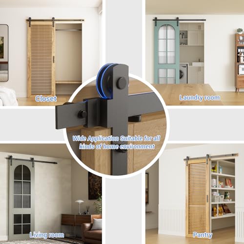 CCJH 6 Feet Heavy Duty Sturdy Sliding Barn Door Hardware Kit -Smoothly and Quietly -Easy to Install Fit 36" Wide Door Panel (I Shape Hanger) by CCJH - Image 4