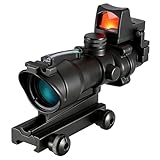 4x32 Zielfernrohr mit Mini-Rotpunktvisier, Rot-Grün-Absehen, Schwarz (Green Cross)