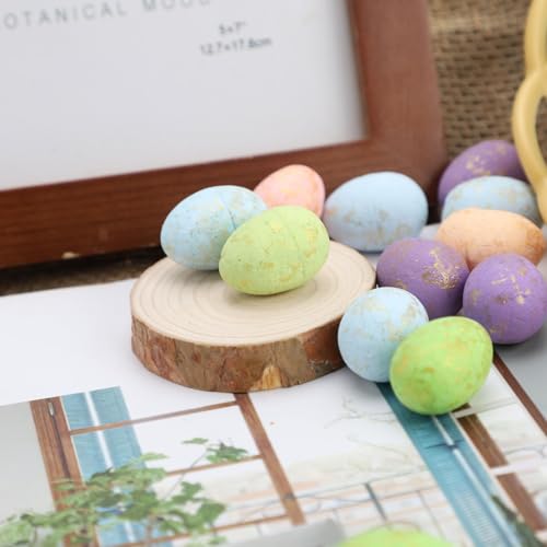 Belupai Ornamento de ovos de Páscoa, mini ovo de espuma com cesta, ovos de Páscoa coloridos, enfeite