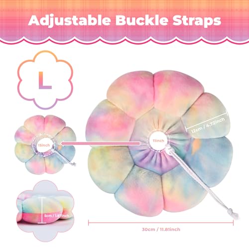 Image of Flower Cat Cone, Uadonile Adjustable Dog Cone Collar, Soft Dog Elizabethan Collar Recovery E Collar After Surgery, Recovery E-Collar for Kittens /Puppies and Cats Recovery(Tie-dye Pink Blue, L)
