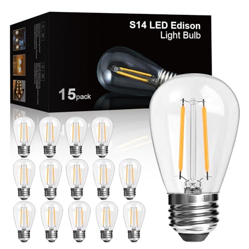 Ampoules Edison pour guirlande extérieure LED S14 E27 lot de 15 incassables pour soirée terrasse