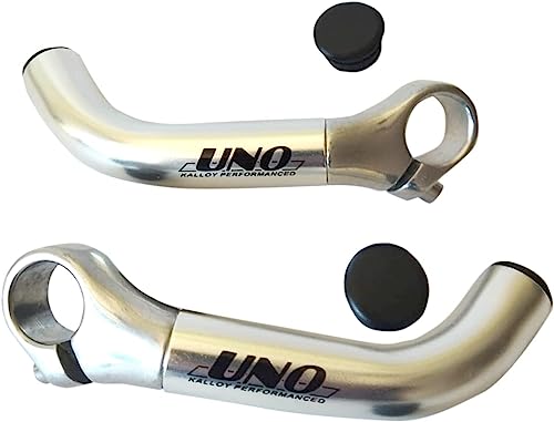 Acoples Cuernos Plata UNO Kalloy para Manillar de Bicicleta + Tapon Puños 3081plata