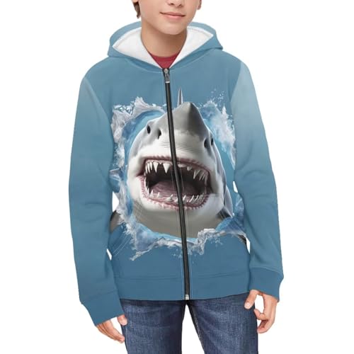 HUIACONG 3D Shark Hoodies Zip Up Hoodie Boys 10-12 Girls Sweatshirt Long Sleeve Shirt Kids Jackets Coat Full Zipper Hooded Fall Hoody Top Cardigan Outfit Clothing3