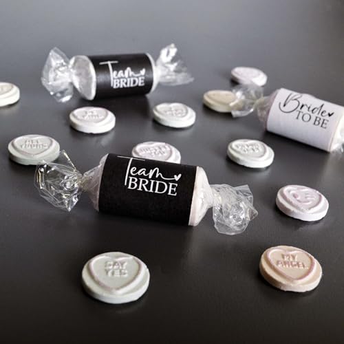 Team Bride Hen Party Love Heart Sweets Pack of 11 - Black and White Team Bride Hen Party Accesssories