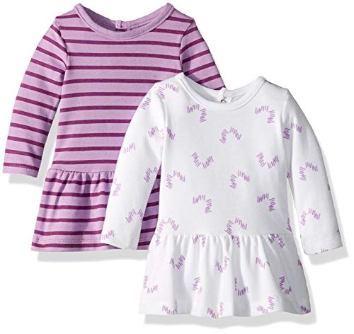 Hanes unisex baby Flexy 2 Pack Knit Long Sleeve Tunics Casual Dress, Purple Stripe, 12-18 Months US