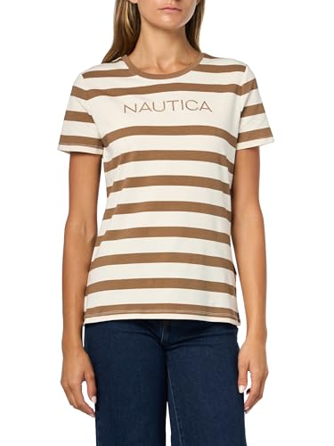El Mejor Listado de Ferrioni Ropa Mujer del mes. 41 Nautica - Playera de Manga Corta con Logotipo para Mujer, White Swan Multi, M