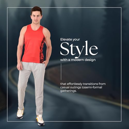 Image of RELIGHT WEARS Track Pant for Men - Rich Cotton, Regular Fit with One Side Zip Solid Trackpants | Stylish and Comfortable | Sports, Gym and Casual Wear, (S, MILANZ Grey)