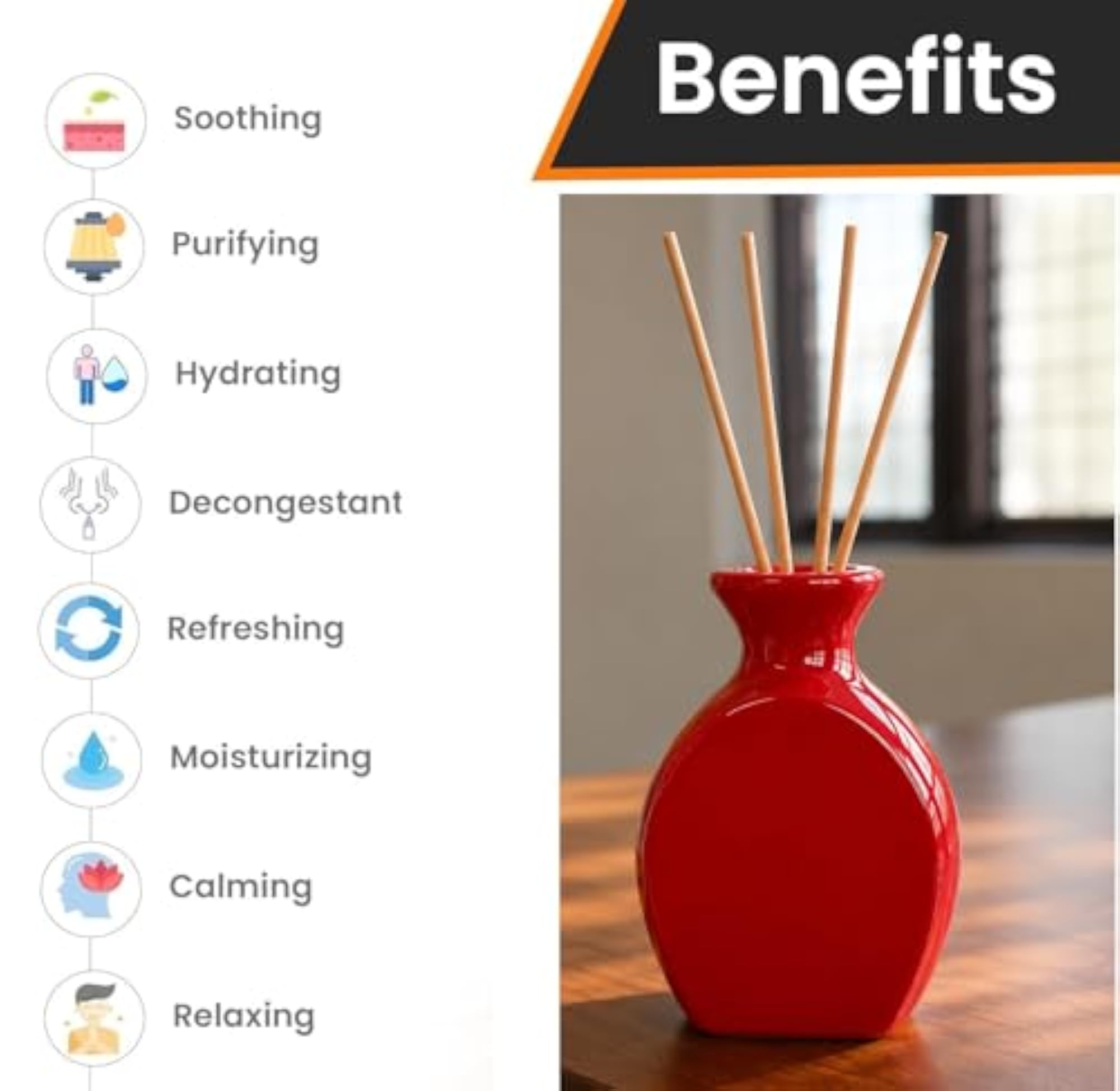 Ceramic Reed Diffuser Bottle for Essential Oils, Red