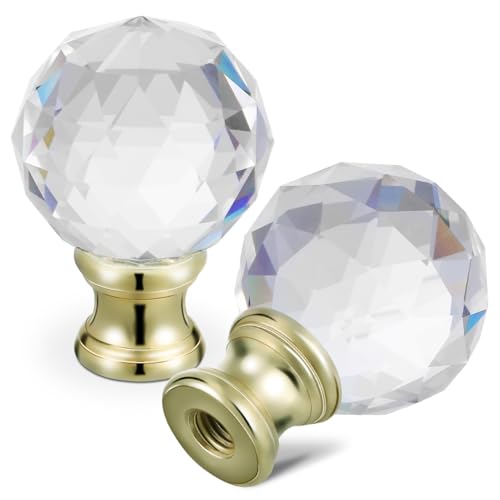 Image of jojofuny Gold Lamp Finial Screw on Decorative Lamp Topper Accessories for Table Floor Desk Lamps 1.57X1.02X1.02 Inch Artificial Crystal Sphere Lighting Set of 2