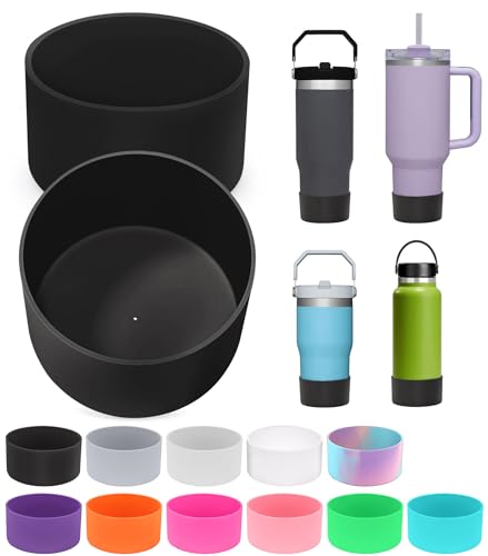 2PCS for Stanley Boot Silicone Bottom for Quencher Adventure 40oz 30oz IceFlow 20oz 30oz Bottle&for Hydroflask Tumbler 12-24oz for Stanley Cup Accessories Avoid Scratches&Noise