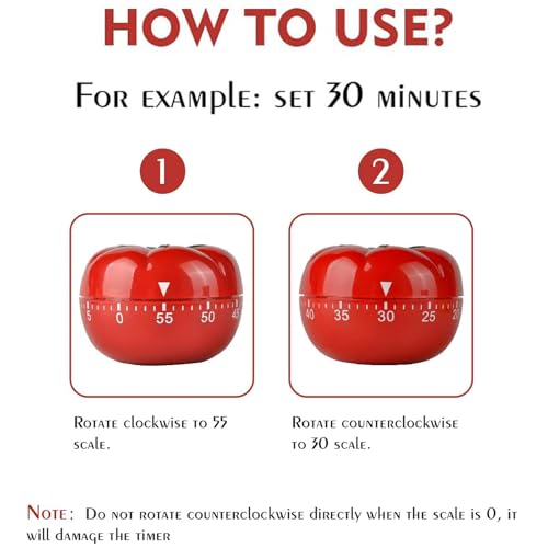Tomaten Timer, Mechanischer Küchentimer, Timer Digital, Küchentimer Küche, Kurzzeitwecker Magnetisch, Eieruhr, Kurzzeitwecker, zum Lernen/Spielen/Kochen – Bild 8