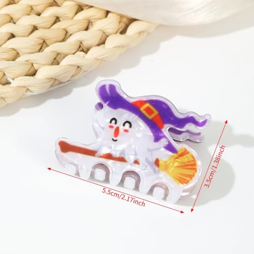 Pinza para cabello de Halloween NEWSPIED con diseño de fantasma y bruja, sujetador antideslizante para cabello grueso y fino, mediana, 1 pieza miniatura 3