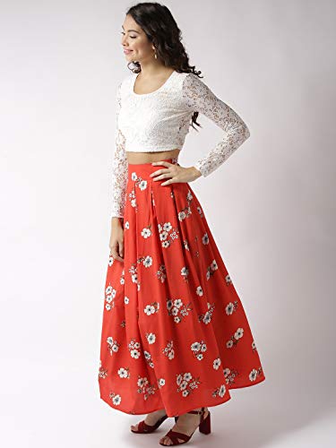 Image of Sera Women's Red Polyester Fit and Flare Two pc Dress Set