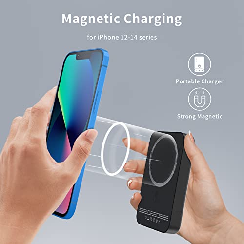Morenjoy Magnetic Wireless Portable Charger, 10000 Mah Magnetic Battery For Iphone 14/13/12 Series, Magnetic Power Bank 15W Magnetic Wireless+20W Usb C #TOP1