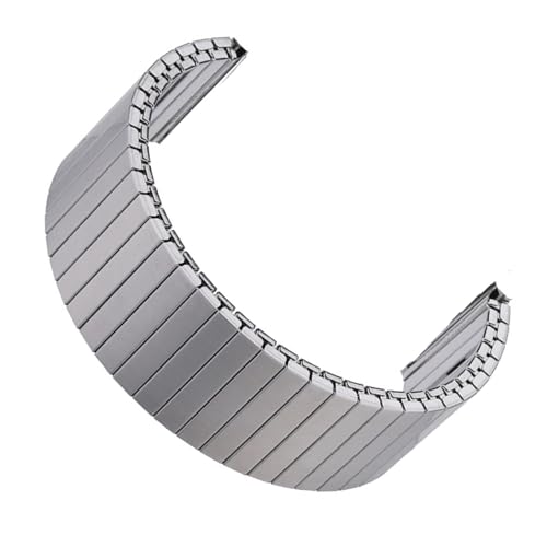 伸縮性のあるステンレススチールブレスレット 14-22mm ユニバーサルメタル拡張ウォッチストラップ ウォッチバンド スマートウォッチ交換用リストバンド(20mm,SILVER_S 136MM)