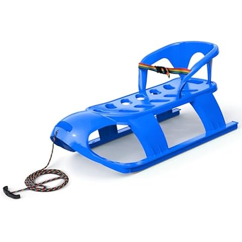 ArcticThrill Snow Sled for Kids - SnowCruise Sledge - Toboggan with Pull Rope, Backrest and Safety Belt; Outdoor Plastic Winter Sleigh for Toddlers & Kids Cover