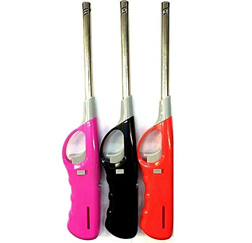 AD ENTERPRISES Pack of 3 Refillable Safety Gas Candle Bbq Fire Lighter, Electric Refillable Long Reach Lighter for Gas Fire, Home, Kitchen, Bbq, Camping, Gift