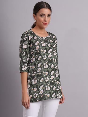 Image of PATLANI Women's Cotton Printed Short Fullstitched Kurti /Kurtas.