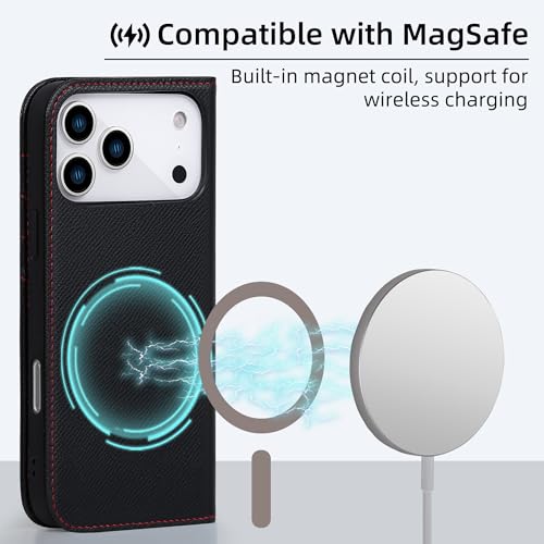 Étui portefeuille iPhone 17 Pro Max VISOUL cuir noir rabat magnétique - 6