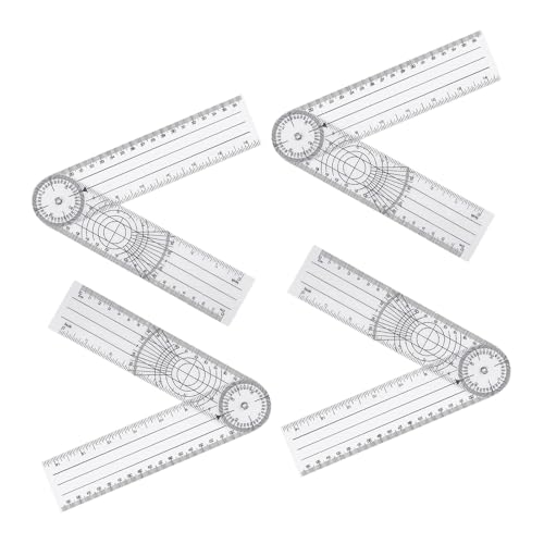 4 PCS Goniómetro Fisioterapia Ortopédico para Articular Medidor de Ángulos 360° PVC, Cartografía Diaria Fácil de Usar para Familias y Estudiantes CM/Pulgada