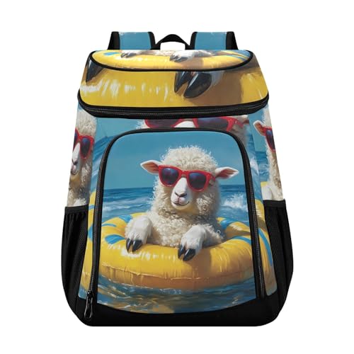 Funny Sheep Swim Ring Cooler Backpack Cooler Insulated Leak Proof Lunch Backpack 36 Cans Waterproof Soft for Men Women Picnic Hiking Camping Beach