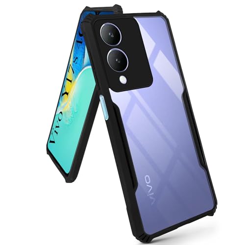Image of Jkobi Back Case Cover for Vivo Y17s (Shockproof with Polycarbonate Clear Panel | Professional Black)