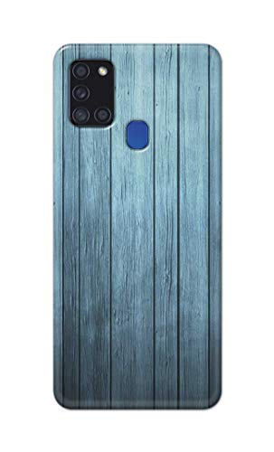 Image of Printed Hard Back Cover Case for Samsung Galaxy A21s Back Cover (Wooden Blue) -702