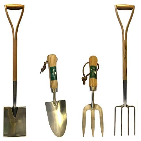 Greenman Childrens Quality Gardening Tools Stainless Steel Kids Spade Fork Trowel Set Cover