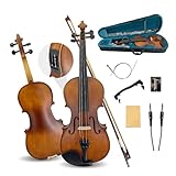 Conboxus Electric Violin 4/4 Full Size 5 string Solid Maple Spruce with Ebony Accessories-Perfect for Stage with Case,Bow,Cable,Bridge,Shoulder Rest,Clean Cloth (brown-4string)