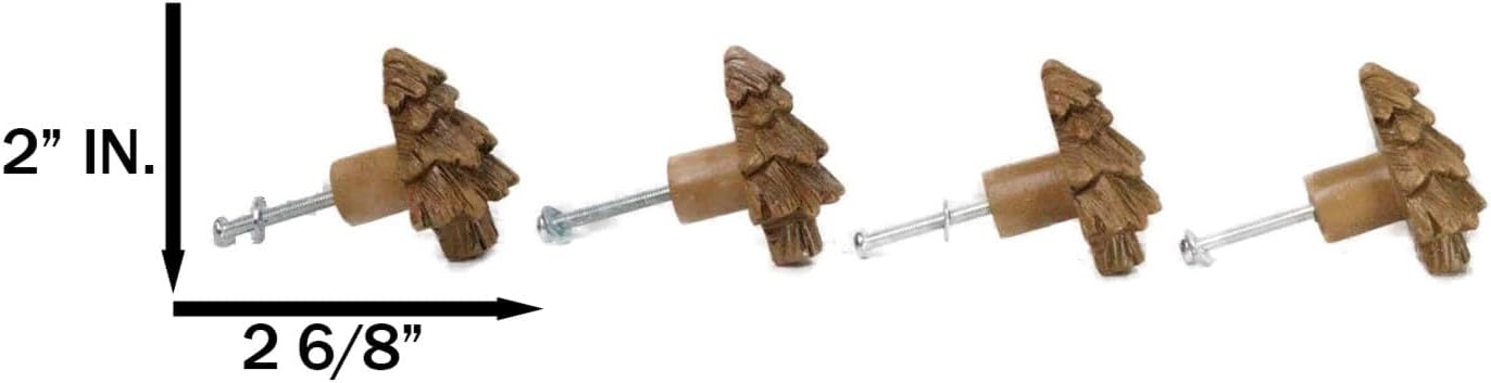 Ebros Gift Set of 4 Rustic Western Wildlife Nature Forest Whimsical Faux Wood Grain Sculpted Resin Drawer Cabinet Door Furniture Pull Knobs (Black Bear)