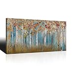 guiguziyishu Canvas Wall Art Birch Trees Branches Landscape Yellow Painting Watercolor Picture Poste