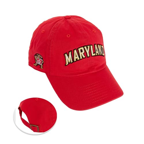 Desert Cactus University of Maryland Baseball Hat Terrapins UMD Terps Brimmed Embroidered Hats Cap Adjustable Cloth Strap Adult (Style F1) Red
